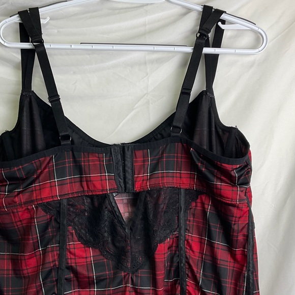 Torrid Curve Red and Black Plaid Chemise Bodysuit - Picture 6 of 8